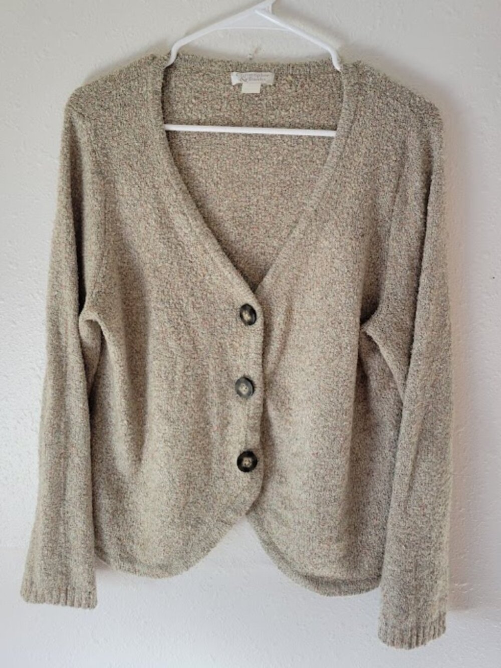 Christopher & Banks Marled Knit Button Cardigan Women's XL Beige